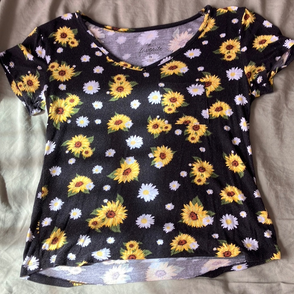 Black sunflower shirt